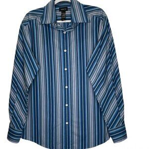 Claiborne Men's Blue Stripped Button Down Long Sleeve Shirt Size M